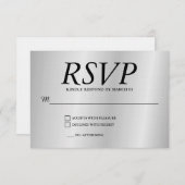 Linen Grey Wedding RSVP Response Reply Modern Card (Devant / Derrière)