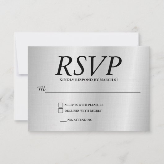 Linen Grey Wedding RSVP Response Reply Modern Card Kaartje (Voorkant)