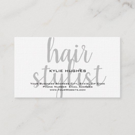 Linen Handgeschreven Hair Stylist Professional Visitekaartje (Voorkant)