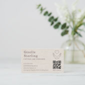 Linen Home Caregiver QR Code Certified Support Visitekaartje (Staand voorkant)