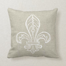 Linen Kijk met White Fleur de Lis Pillow