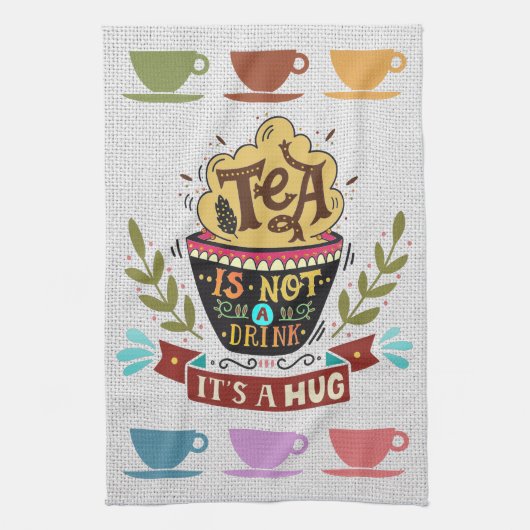 Linen look Teacups Kitchen Towelen Theedoek (Verticaal)