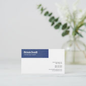Linen Minimalist Plain Blue White Modern Standard Visitekaartje (Staand voorkant)