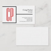 Linen Modern Black White Monogram Professional Visitekaartje (Voorkant / Achterkant)