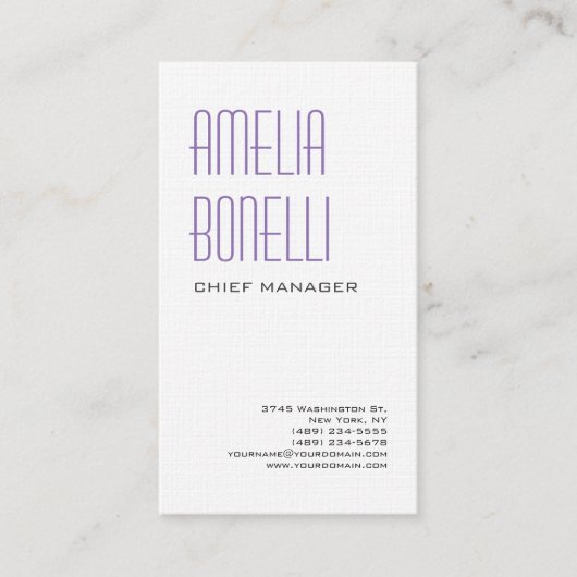 Linen Modern Bold Minimalist Professional Feminine Visitekaartje (Voorkant)