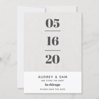 Linen Modern Minimal sparen de Datum Save The Date