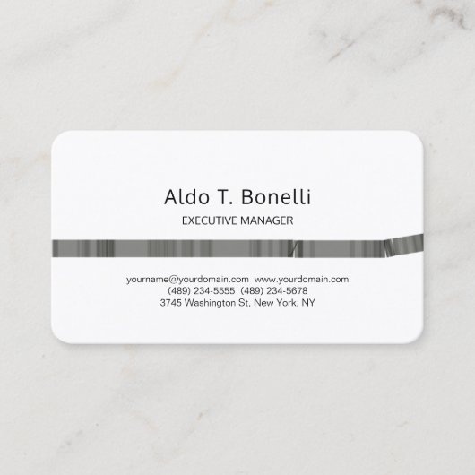 Linen Modern Minimalist Plain Grey White Visitekaartje (Voorkant)