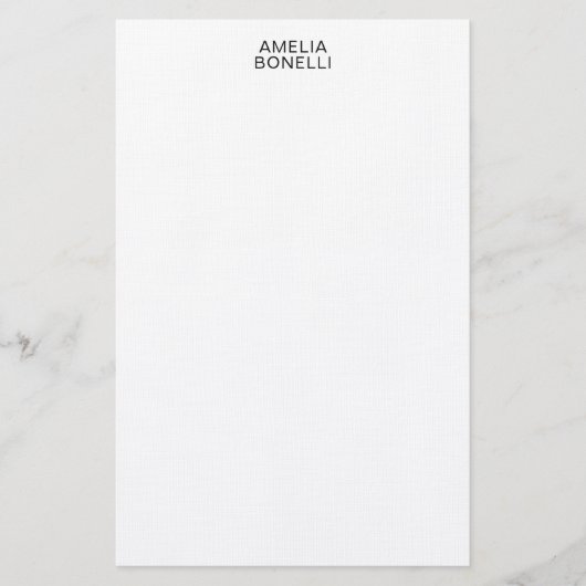 Linen Modern Minimalist Professional Plain Briefpapier (Voorkant)