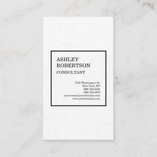 Linen Modern Plain Professional Trendy Minimalist Visitekaartje (Voorkant)