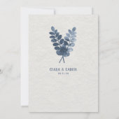 Linen Palms Navy Wedding Invitation Kaart (Achterkant)