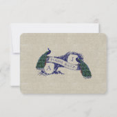 Linen Peacocks Cartes RSVP de mariage rustique (Dos)