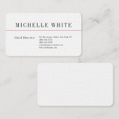 Linen Plain Elegant White Professional Modern Visitekaartje (Voorkant / Achterkant)