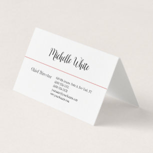 Linen Plain Elegant White Professional Modern Visitekaartjes