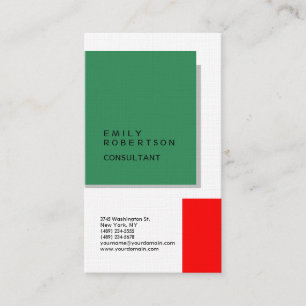 Linen Plain Green Red White Modern minimalist Visitekaartje