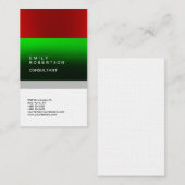 Linen Plain Green Red White Modern minimalist Visitekaartje (Voorkant / Achterkant)
