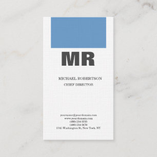 Linen Professional Monogram Blue Grey White Plain Visitekaartje