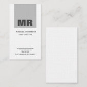 Linen Professional Monogram grijs & White Plain Visitekaartje (Voorkant / Achterkant)