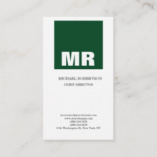 Linen Professional Monogram White Green Plain Visitekaartje