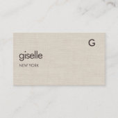 Linen QR Code Minimalist Monogram  Visitekaartje (Voorkant)