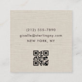 Linen QR Code Modern Minimal Typography  Vierkante Visitekaartje (Achterkant)
