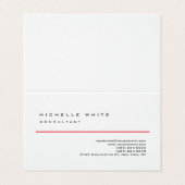 Linen Red White Classic Elegant Plain Professional Visitekaartjes (Buitenkant ongevouwen)