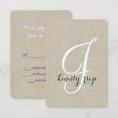 Linen Rustic Wedding RSVP-kaart RSVP Kaartje (Voorkant / Achterkant)
