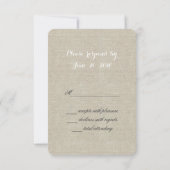 Linen Rustic Wedding RSVP-kaart RSVP Kaartje (Achterkant)
