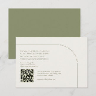  Linen & Sage Green with QR Code Boho Minimalist  RSVP Kaartje
