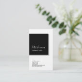 Linen Simple Plain Black & White Modern minimalist Visitekaartje (Staand voorkant)