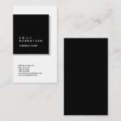 Linen Simple Plain Black & White Modern minimalist Visitekaartje (Voorkant / Achterkant)