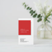 Linen Simple Plain Red en White Modern minimalist Visitekaartje (Staand voorkant)