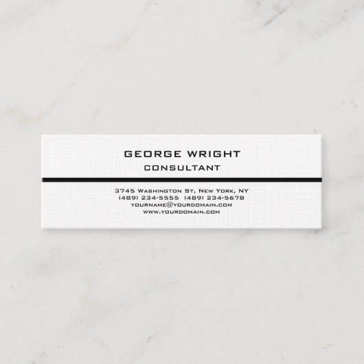 Linen Skinny Plain Simple Attractive Minimalist Mini Visitekaartje (Voorkant)