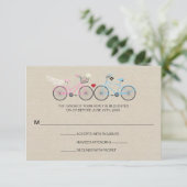 Linen Style Bicycle Pink Wedding Reply RSVP (Staand voorkant)