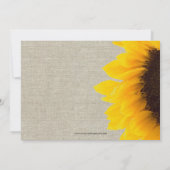 Linen Sunflower Rustic Wedding Invitation Kaart (Achterkant)