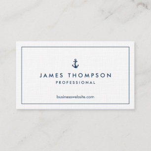 Linen Texture Anchor Logo Professional Classic Visitekaartje