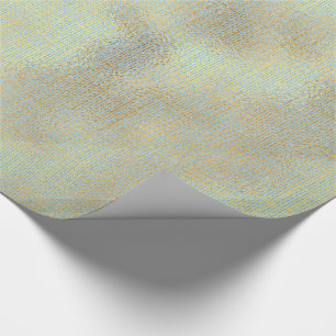 Linen Texture Gold Tiffany Blue Minimal Cadeaupapier