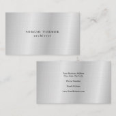 Linen Trendy Minimalist Professional Silver Grey Visitekaartje (Voorkant / Achterkant)