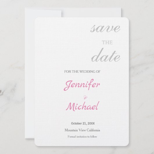 Linen Wedding Professional Minimalist Modern Plain Save The Date (Voorkant)