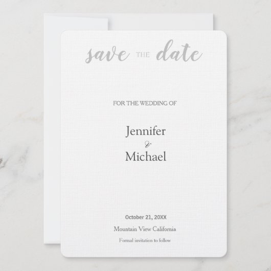 Linen Wedding Professional Minimalist Modern Plain Save The Date (Voorkant)