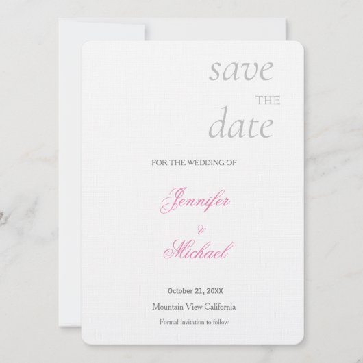 Linen Wedding Professional Minimalist Modern Plain Save The Date (Voorkant)