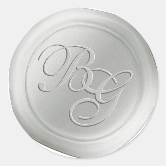 Linen White Calligraphy Monogram Wax Seal Stickers (Voorkant)