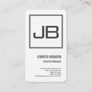 Linen White Gray Monogram Minimalist Modern Plain Visitekaartje