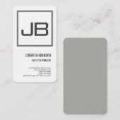 Linen White Gray Monogram Minimalist Modern Plain Visitekaartje (Voorkant / Achterkant)