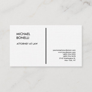 Linen White Professional Modern Attorney to Law Visitekaartje