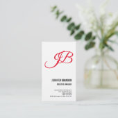 Linen White Red Handwriting minimalist Visitekaartje (Staand voorkant)