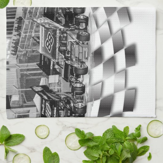 Lineup-scharnige Sprint-auto's starten Theedoek (Gevouwen)