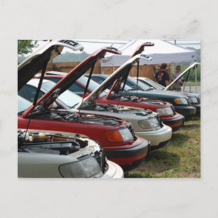 Lineup van auto's briefkaart