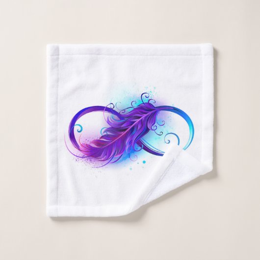 L'infini avec plume violette (Gant de toilette)