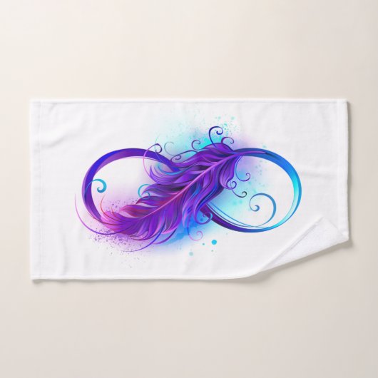 L'infini avec plume violette (Serviette à main)