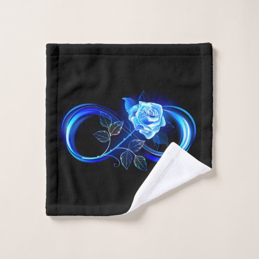 L'infini lumineux avec une rose bleue (Gant de toilette)